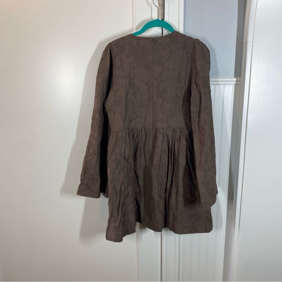 Hyacinth House Textured Becca Mini Dress Brown size medium cottagecore prairie - Picture 8 of 10